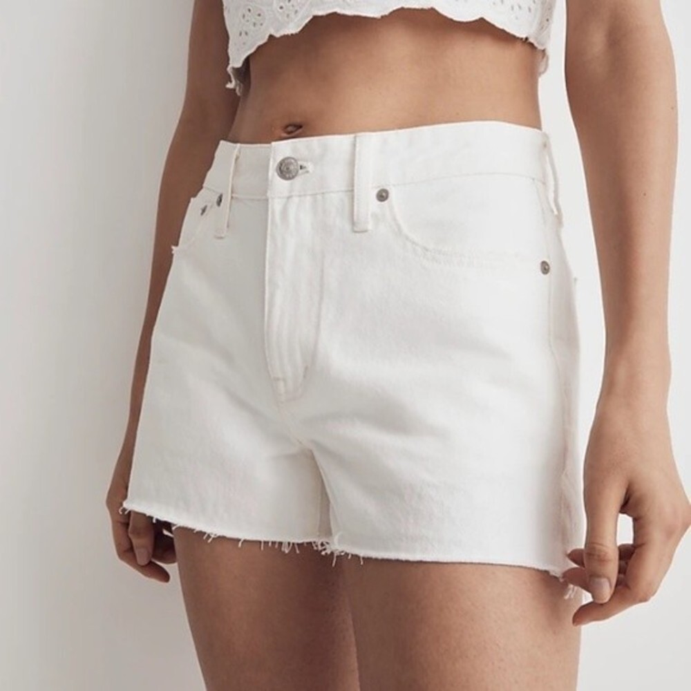Madewell The Dad Jean Shorts Cream